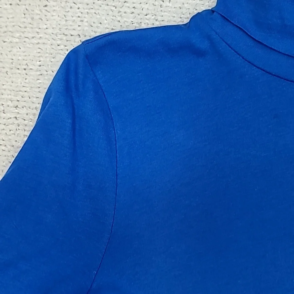 J Crew Long Sleeve Ultra Thin Relaxed Straight Tissue Turtleneck Top Royal Blue